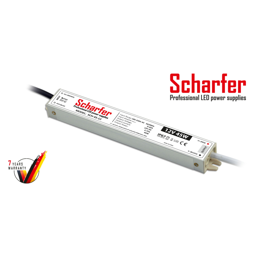 [SCH-60-12] 60W Waterproof (IP67) - Scharfer LED driver (12VDC)