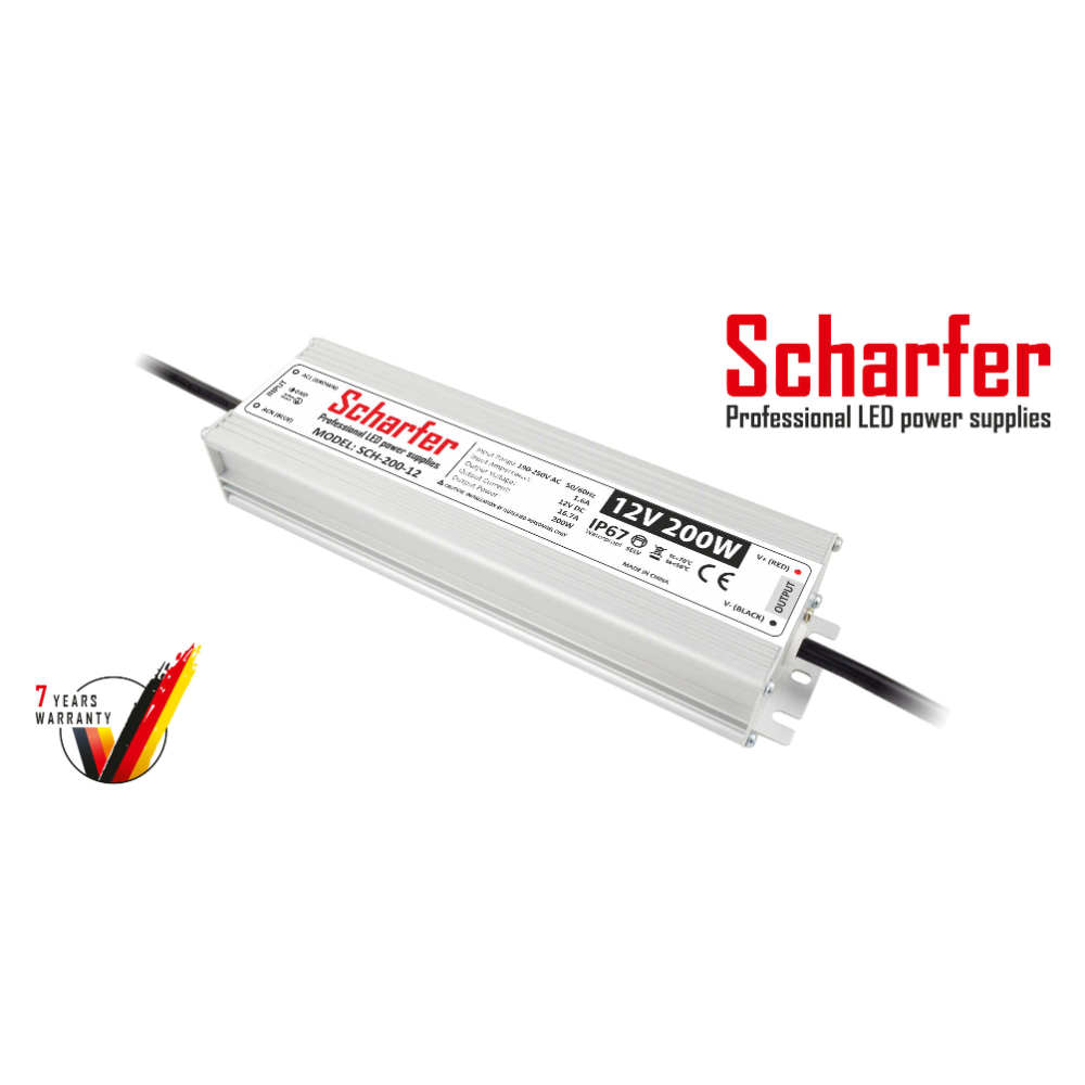 [SCH-200-12] 200W Waterproof (IP67) - Scharfer LED driver (12VDC)