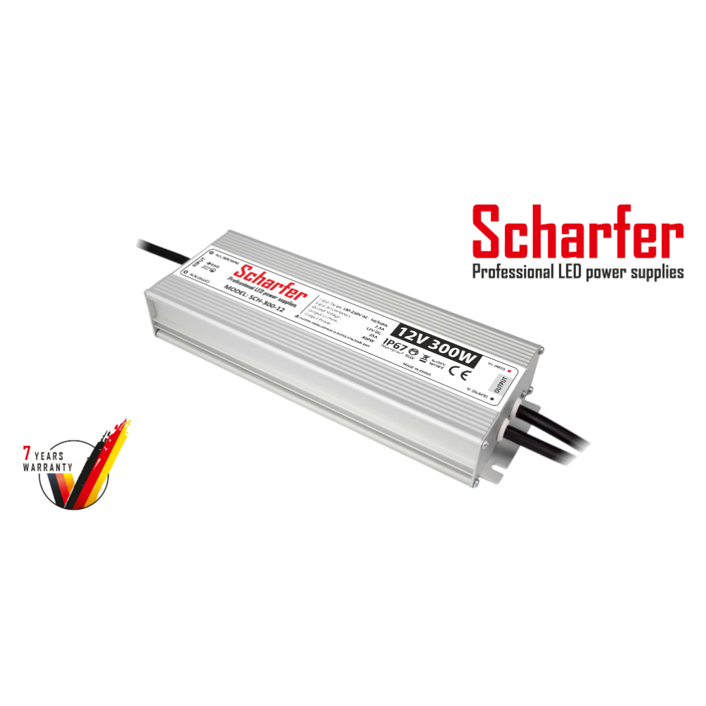 [SCH-300-12] 300W Waterproof (IP67) - Scharfer LED driver  (12VDC)